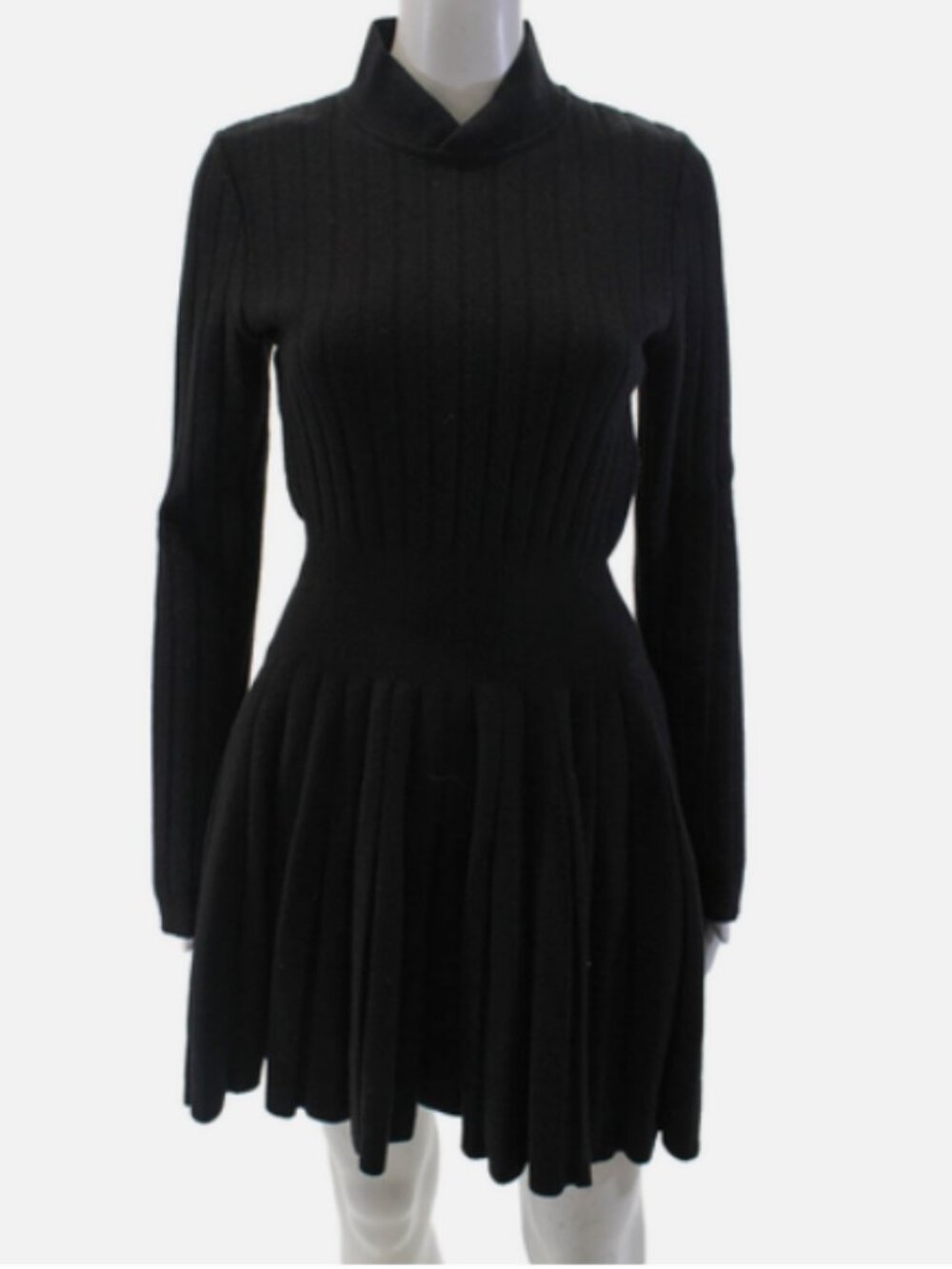 Alaia high mock neck fit and flare 90's dress